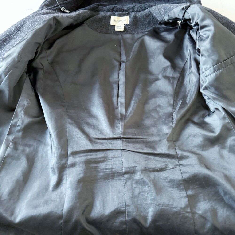St. John’s Bay Women Wool Cashmere Blend Car Coat Hooded Peacoat Charcoal Gray M - Picture 8 of 16